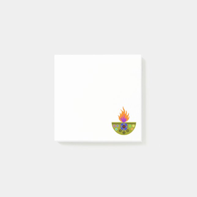 Bunte Diwali Lampe Diya Post-it Klebezettel (Vorderseite)