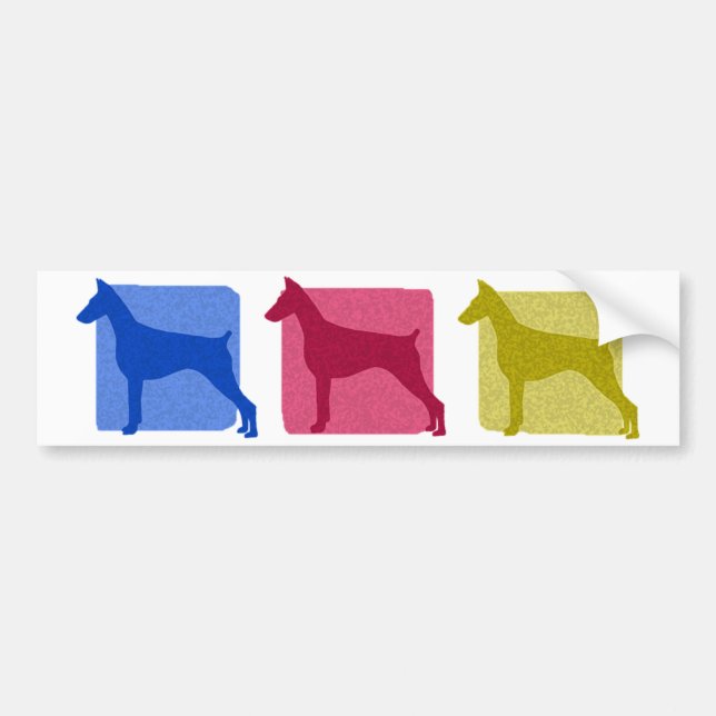 Bunte Dobermannpinscher-Silhouetten Autoaufkleber (Vorne)