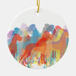 Bunte Doggen WeihnachtsŌ Keramik Ornament
