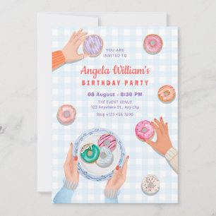 Bunte Donut-Party Einladung