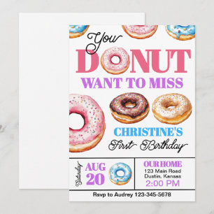 Bunte Donut-Party zum Geburtstag jeden Alters Einladung