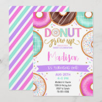 Bunte Donuts Mädchen zum Geburtstag Einladung