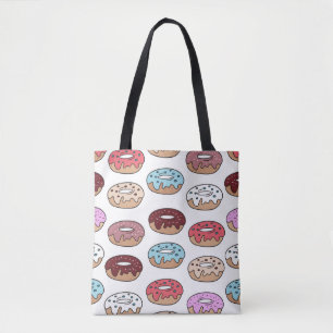 Bunte Doodle-Donuts Hintergrund. Tasche