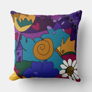 Bunte Doodle-Kunst Kissen