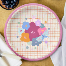 Bunte Dopamin-Blumenmädchen-Papierplatte Pappteller
