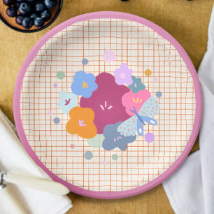 Bunte Dopamin-Blumenmädchen-Papierplatte Pappteller