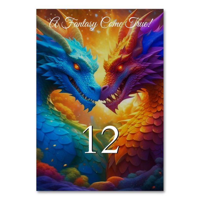 Bunte Drachen bei Hochzeiten in der Liebe Tischnummer (Vorderseite)