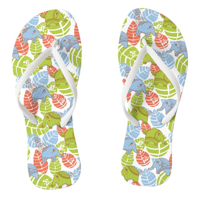 Bunte Dschungel-Elefanten Flip Flops (Fußbett)