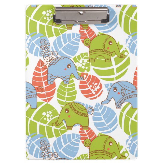 Bunte Dschungel-Elefanten Klemmbrett (Vorderseite)