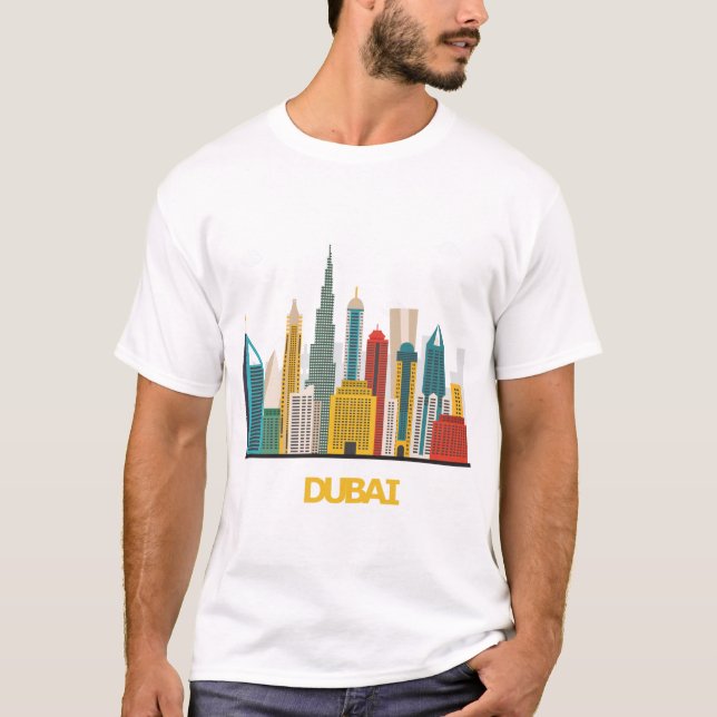 bunte Dubai-Cartoonlandschaft T-Shirt (Vorderseite)