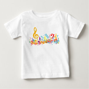 Bunte durcheinandergebrachte musikalische baby t-shirt