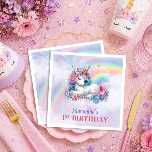 Bunte Einhorn Pastell Magisches Mädchen Party Serv Serviette