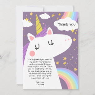 Bunte Einhorn- und Regenbogenfeier Dankeskarte