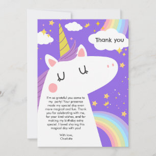 Bunte Einhorn- und Regenbogenfeier Dankeskarte