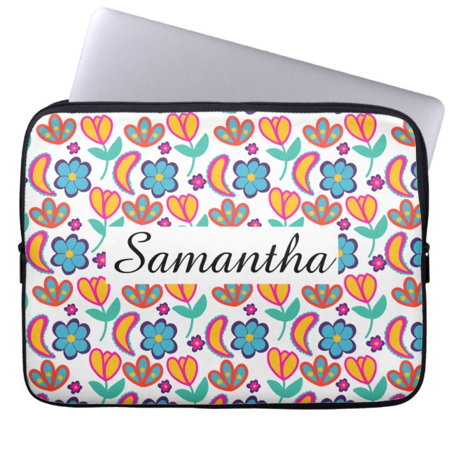 Bunte, einzigartige Blume Laptopschutzhülle (Vorderseite)