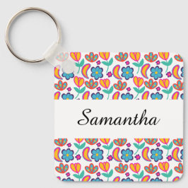 Bunte, einzigartige Blume Schlüsselanhänger