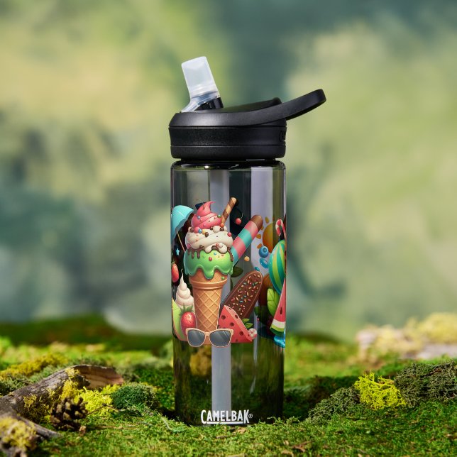 Bunte Eiscreme für Kinder  Trinkflasche (Außenbereich (gedreht))