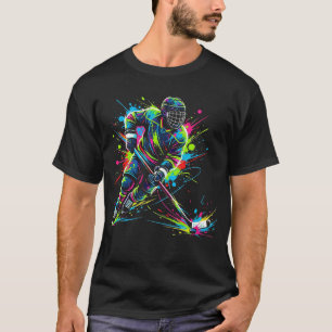 Bunte Eishockey-Fan-Spieler-Tie-Dye T-Shirt