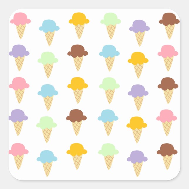 Bunte Eistüten Quadratischer Aufkleber (Vorderseite)