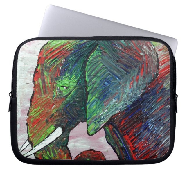 Bunte Elefant-Kunst Laptopschutzhülle (Vorderseite)