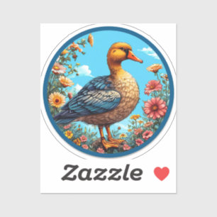 🦆 Bunte Ente Florale Natur Dekoration Geschenk Aufkleber