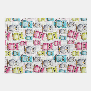 Bunte Eulen-Vogel-Design Geschirrtuch