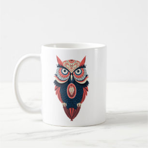 Bunte Eulenillustration Weisheitskunst Kaffeetasse