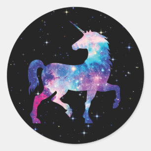 Bunte Fantasie-Galaxie-magisches Einhorn Runder Aufkleber