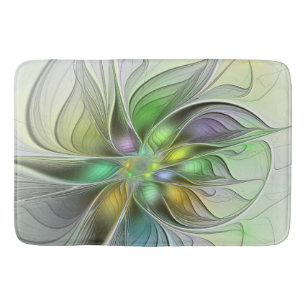 Bunte Fantasy-Blume Moderne Abstrakte Fraktal Badematte