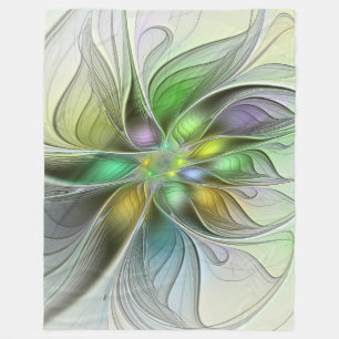 Bunte Fantasy-Blume Moderne Abstrakte Fraktal Fleecedecke