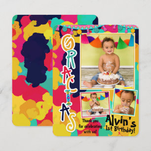Bunte Farb-Fete Danke Dankeschön Foto Einladung