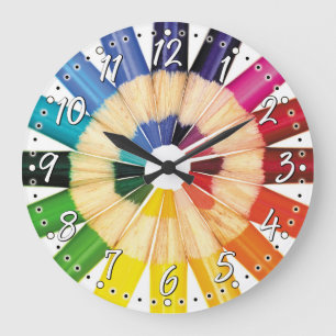 Bunte farbige Bleistift-Künstler-Wanduhr Große Wanduhr