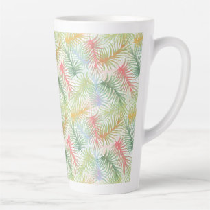 Bunte Farnblätter auf Weiß. Milchtasse