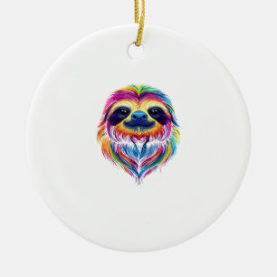 Bunte Faultier-Gesicht Süße Regenwald Dschungel Ti Keramik Ornament