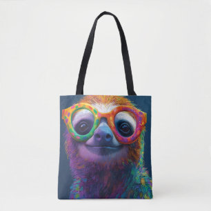 Bunte Faultier-Spaß-Illustration mit Brille Tasche