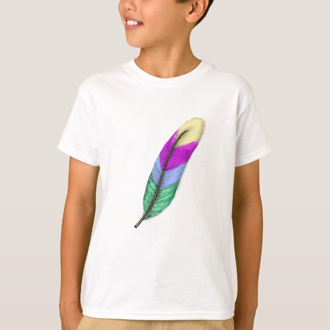 Bunte Feder T-Shirt (Vorderseite)