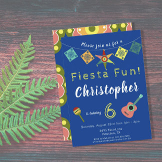 Bunte Fiesta Boys Geburtstagsparty Einladung