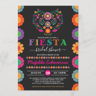 Bunte Fiesta-Brautparty-Mexikaner-Blumen Einladung