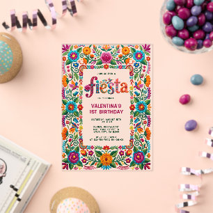 Bunte Fiesta Florale Volkskunst Mädchen 1. Geburts Acryleinladungen