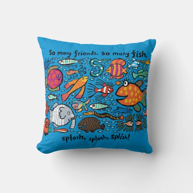 Bunte Fisch-Freunde Kissen (Vorderseite)