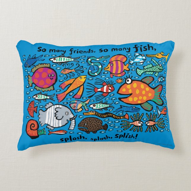 Bunte Fisch-Freunde Zierkissen (Vorderseite)