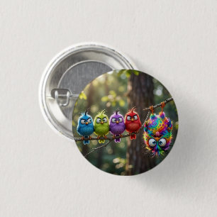 Bunte Flauschige Vögelchen Button