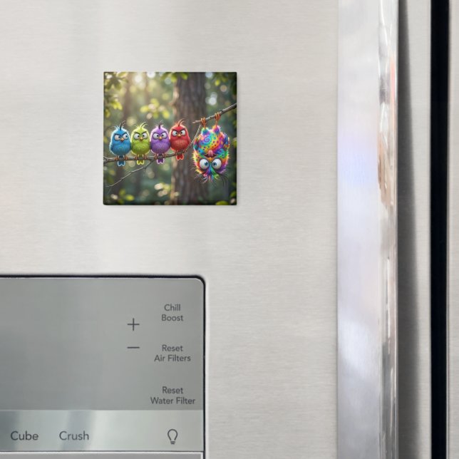 Bunte Flauschige Vögelchen Magnet (In Situ (Kühlschrank))