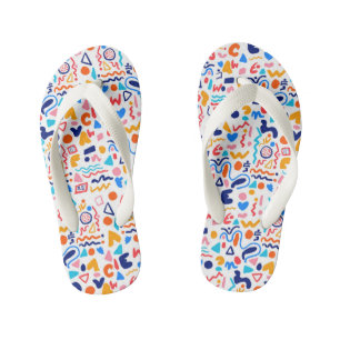 🌈 Bunte Flip-Flops mit Doodle-Muster Kinderbadesandalen