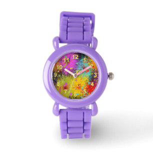 Bunte flockige platsche und Confetti-Schablone Armbanduhr