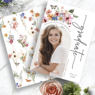 Bunte Florale Abschlussanzeige Ankündigung