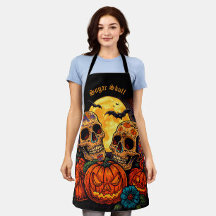 Bunte florale Calavera-Zuckerschädel, Halloween  Schürze