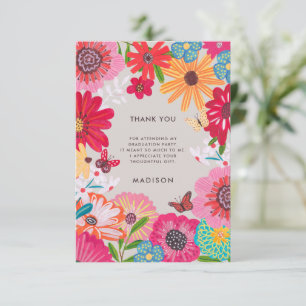 Bunte Florale Dankeskarte zum Abschluss Einladung
