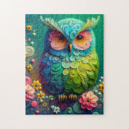 Bunte florale Eule 252-Teile-Puzzle