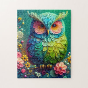Bunte florale Eule 252-Teile-Puzzle